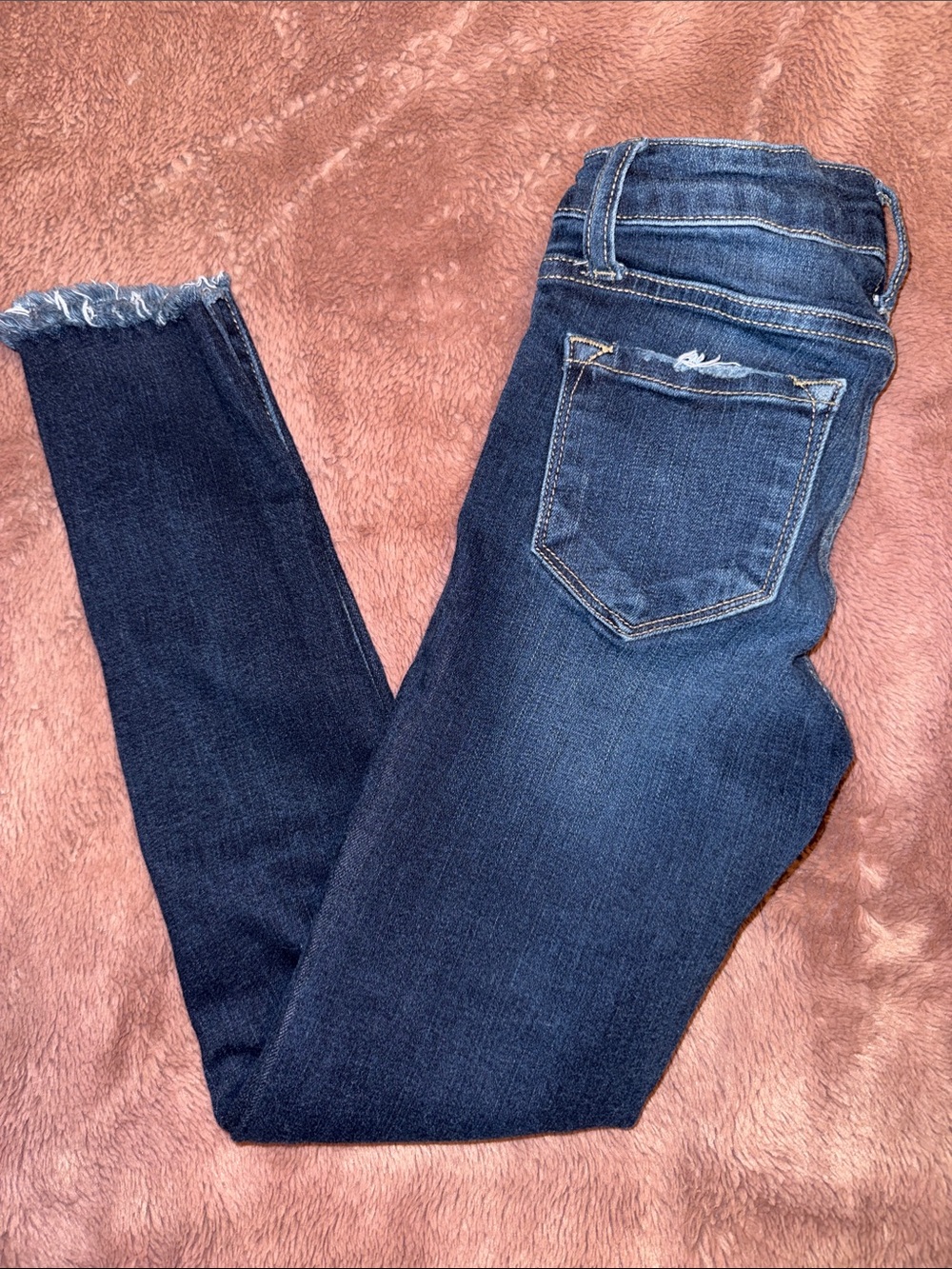 KanCan Dark Blue Skinny Jeans with Raw Hem